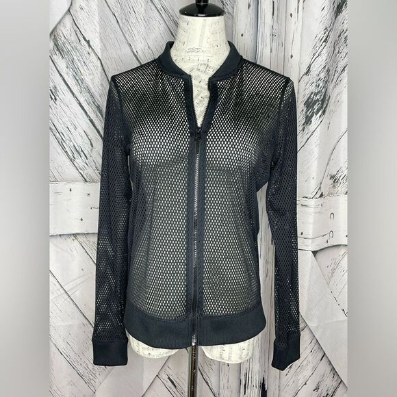 Victoria’s Secret Sport Mesh Fishnet Black Zip Jacket S - Picture 1 of 5